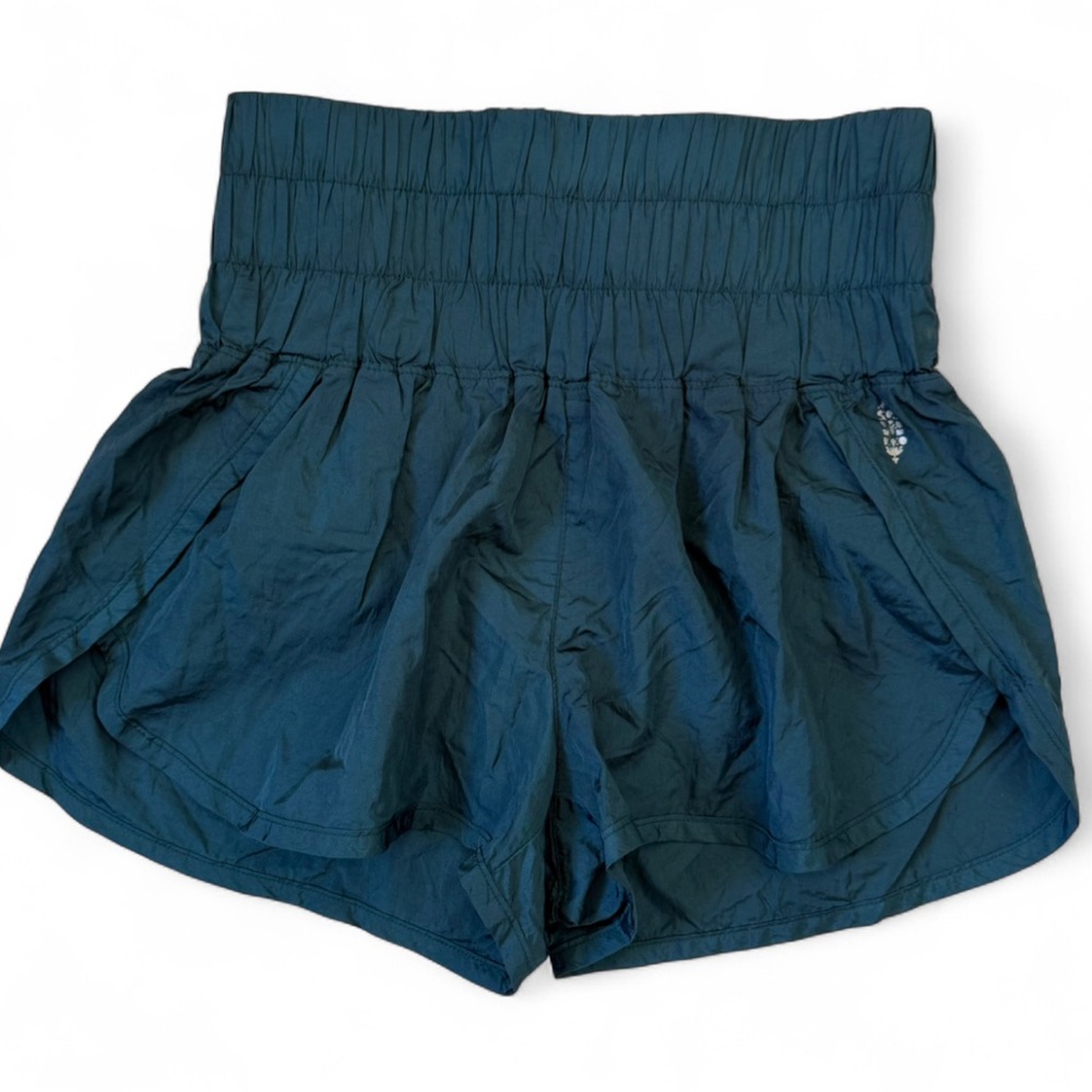 Free People Movement The Way Home Shorts XS Teal Running Athletic Smocked Waist